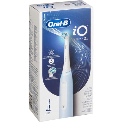 Oral-B iO 3N Elektrische Zahnbürste, blau, runde Bürste, weiche Mikrovibrationen, 3 Putzmodi, 1 Ladegerät, 1 Bürstenhalter, wiederaufladbar