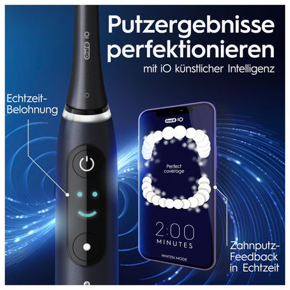 Oral-B iO Series 8 Plus Edition Elektrische Zahnbürste/Electric Toothbrush, PLUS 3 Aufsteckbürsten inkl. Whitening, Magnet-Etui, 6 Putzmodi, Designed by Braun, Geschenk Mann/Frau, Black Onyx