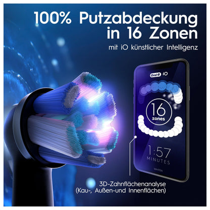 Oral-B iO Series 9 Elektrische Zahnbürste/Electric Toothbrush, 2 Aufsteckbürsten, 7 Putzmodi, Zahnpflege, Farbdisplay, Lade-Reiseetui, white alabaster
